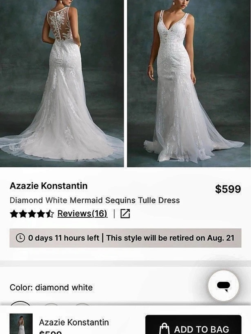 Azazie Konstantin Wedding Gown in White